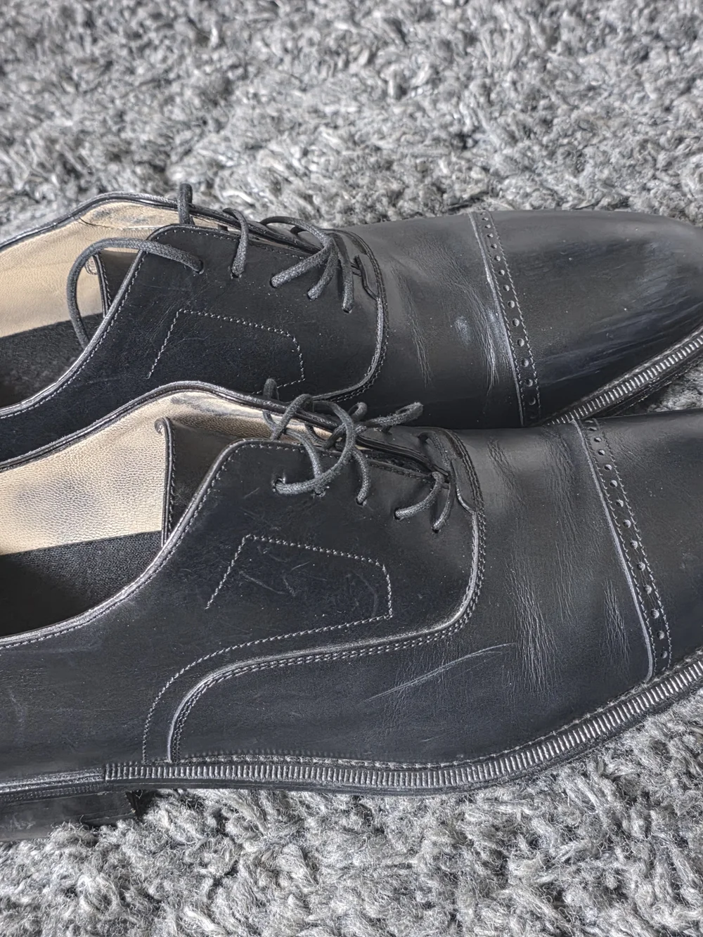 Salvatore Ferragamo Mens Black Captoe Oxfords Sz US.12 UK11 Lace Up Made in taly